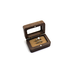 Goldenrod Magnetic Wooden Ring Storage Boxes, with Clear Window & Velvet Inside, Rectangle, Goldenrod, 6.5x4.5x3cm