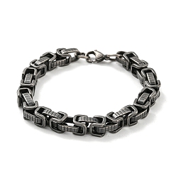 Gunmetal Ion Plating(IP) 201 Stainless Steel Byzantine Chain Bracelets, Gunmetal, 8-3/4 inch(22.3cm)