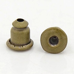 Bronce Antiguo Tuercas de oreja de latón, pendiente trasero, chapada con bronce fuera, sin plomo y níquel libres, Bronce antiguo, 5x5 mm