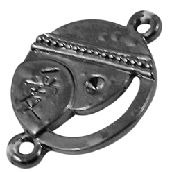 Gunmetal Brass Magnetic Clasps with Loops, Nickel Free, Round, Gunmetal, 16x10mm, Hole: 2mm