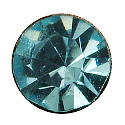 Aigue-marine Séparateurs perles en verre avec strass en laiton, grade de aaa, bord ondulé, sans nickel, de couleur métal argent, rondelle, aigue-marine, 7x3.2mm, Trou: 1.2mm