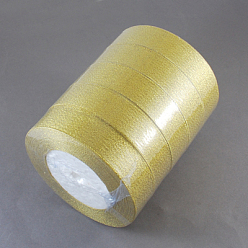 Goldenrod Glitter Metallic Ribbon, Sparkle Ribbon, DIY Material for Organza Bow, Double Sided, Goldenrod, 1 inch(25mm), 25yards/roll(22.86m/roll), 5rolls/set