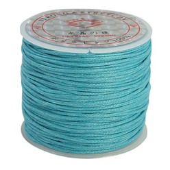 Deep Sky Blue Waxed Cotton Cord, Deep Sky Blue, 1mm, about 27.34 yards(25m)/roll
