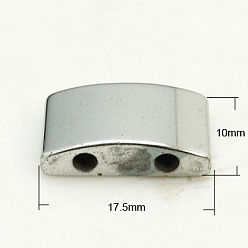 Silver Plated Non-Magnetic Synthetic Hematite Beads, Two Holes, Rectangle, Silver Plated, 17.5x10x5mm, Hole: 2mm