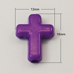 Purple Opaque Acrylic Beads, Cross, Purple, 16x12x4.5mm, about 1230pcs/500g