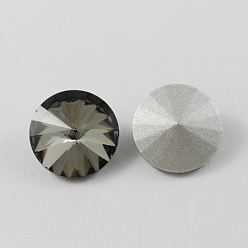 Black Glass Pointed Back Rhinestone, Rivoli Rhinestone, Back Plated, Cone, Black, 10x5mm