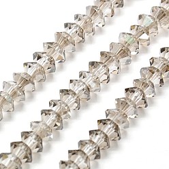 Tan Electroplate Glass Beads Strands, Full Pearl Luster Plated, Faceted, Bicone, Tan, 6x4mm, Hole: 1mm