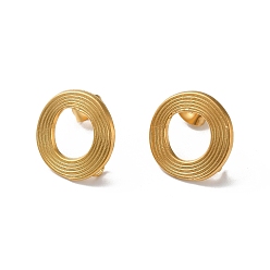 Golden 304 Stainless Stud Earring Findings, with Vertical Loops, Donut, Golden, 17x16.5mm, Hole: 2.7mm, Pin: 0.5mm
