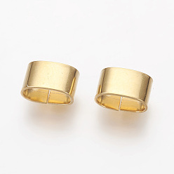 Real 24K Gold Plated 201 Stainless Steel Slide Charms, Oval, Real 24K Gold Plated, 5x8.5x5mm, Hole: 4x7.5mm