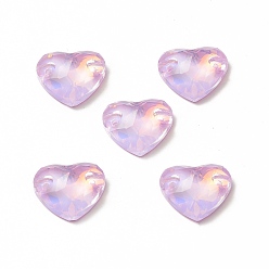 Lilac Mocha Effect Heart Shape Sew on Rhinestone, K5 Glass Rhinestone, 2-Hole Link, Plated Flat Back, Sewing Craft Decoration, Lilac, 12x14x4.5mm, Hole: 1mm