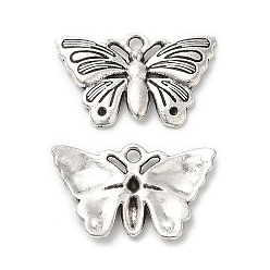 Antique Silver Tibetan Style Alloy Pendant Rhinestone Settings, Butterfly, Antique Silver, Fit for 1mm Rhinestone, 13.5x21.5x2.2mm, Hole: 1.5mm