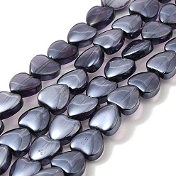 Gray Glass Beads Strands, Heart, Gray, 9.5x10x4mm, Hole: 1mm, about 79pcs/strand, 28.74 inch(73cm)