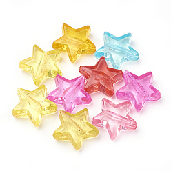 Couleur Mélangete Perles acryliques transparentes, étoiles, couleur mixte, 13x14x5mm, trou: 1.5 mm, environ 1130 pcs / 500 g