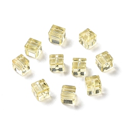 Kaki Clair Verre imitation perles de cristal autrichien, facette, suqare, kaki clair, 5.5x5.5x5.5mm, Trou: 1mm