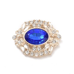 Azul Cabuchones de acrílico, con fornitura de diamantes de imitación de aleación de tono dorado, oval, azul, 29.5x25x5 mm