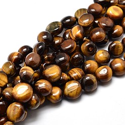 Tiger Eye Natural Tiger Eye Nuggets Beads Strands, Tumbled Stone, 4~8x6~9x5~7mm, Hole: 1mm, about 15.3 inch~15.7 inch