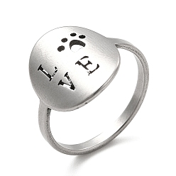 Color de Acero Inoxidable 201 anillos de dedo del acero inoxidable, anillos de amor ovalados con palabra hueca para mujer, color acero inoxidable, tamaño de EE. UU. 6 (16.5 mm), ovalada: 14.5x12.5 mm