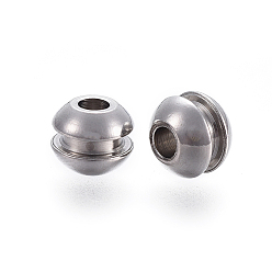 Stainless Steel Color 201 Stainless Steel Beads, Grooved Beads, Stainless Steel Color, 8x7mm, Hole: 3mm