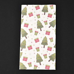 Arbre de Noël Sacs en papier rectangle thème noël, pas de poignée, pour cadeau et emballage alimentaire, motif d'arbre de Noël, 12x7.5x23 cm