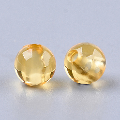Or Perles en plastique transparentes, ronde, or, 6x5.5mm, trou: 1.8 mm, environ 5000 pcs / 500 g