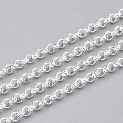 Silver 304 Stainless Steel Rolo Chains, Belcher Chain, Unwelded, with Spool, Silver Color Plated, 3x1mm, about 32.8 Feet(10m)/roll