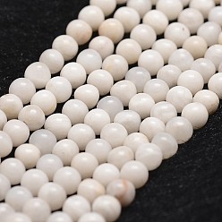 White Natural Crazy Agate Bead Strands, Round, White, 4mm, Hole: 1mm, about 96pcs/strand, 14.9 inch~15.1 inch