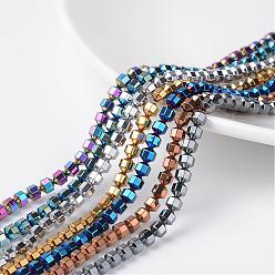 Couleur Mélangete Non-magnétiques perles d'hématite synthétique brins, couleur mixte, 4x4mm, Trou: 0.8mm, Environ 100 pcs/chapelet, 15.7 pouce