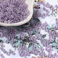 Pourpre Moyen Perles de rocaille en verre, Ceylan, trou rond, ronde, support violet, 4x3mm, Trou: 1.5mm, 7500 pcs / livre