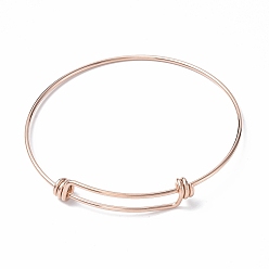 Or Rose Placage ionique (ip) réglable 304 fabrication de bracelets en acier inoxydable, or rose, diamètre intérieur: 2-5/8 pouce (6.55 cm)