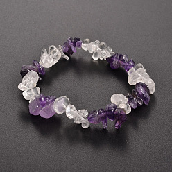 Améthyste Bracelets extensibles avec perles de pierres précieuses, améthyste, 50mm
