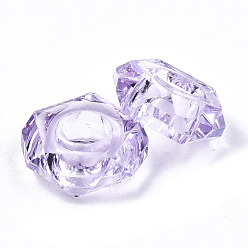 Lilac Epoxy Resin European Beads, Large Hole Beads, Donut, Faceted, Lilac, 13~14x5mm, Hole: 6mm