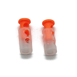 Orange Red Nylon & Resin Cord Locks, Adjustable Clasps, Column, Orange Red, 25x9mm