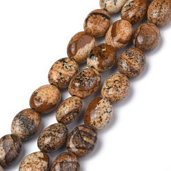 Picture Jasper Natural Picture Jasper Beads Strands, Oval, 8x6x3.5~4mm, hole: 1mm, about 45~52pcs/strand, 15.16~15.74 inch(38.5~40cm)