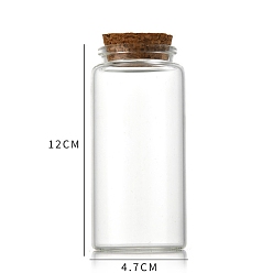 Clear Glass Bottle, with Cork Plug, Wishing Bottle, Column, Clear, 4.7x12cm, Capacity: 150ml(5.07fl. oz)