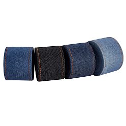 Mixed Color 4 Style Stitch Denim Ribbon, Garment Accessories, for DIY Crafts Hairclip Accessories and Sewing Decoration, Mixed Color, 1-5/8 inch(40mm)