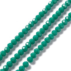Light Sea Green Faceted(32 Facets) Glass Beads Strands, Round, Light Sea Green, 6x5.5mm, Hole: 1.2mm, about 95pcs/strand, 22.24''(56.5cm)