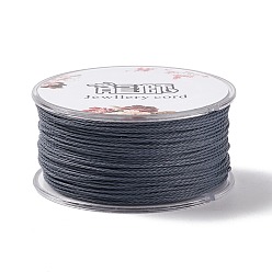 Slate Blue Round Waxed Polyester Cord, Twisted Cord, Slate Blue, 1mm, about 49.21 Yards(45m)/Roll
