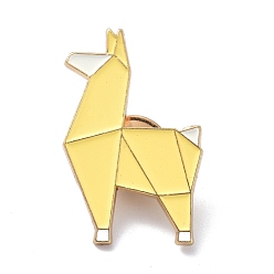Amarillo Pin de esmalte de perro de origami, broche de esmalte de aleación para ropa de mochila, dorado, amarillo, 32.5x21x9.5 mm