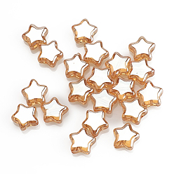 Sandy Brown Electroplate Glass Beads, Star, Sandy Brown, 8x4mm, Hole: 1mm