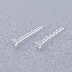 Clear Plastic Stud Earring Findings, Clear, 2mm, Pin: 0.7mm, about 1500pcs/bag