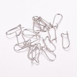 Platinum Brass Hoop Earrings Findings Kidney Ear Wires, Lead Free and Cadmium Free, Platinum Plated, 24 Gauge, 16~18x8x0.5mm