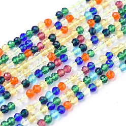 Coloré Chapelets de perles en verre, imitation quartz, facette, ronde, colorées, 2mm, Trou: 0.5mm, Environ 175 pcs/chapelet, 14.9 pouce (38 cm)