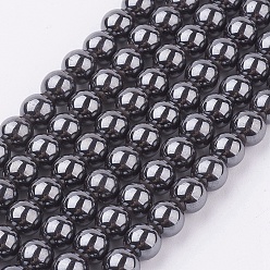 Magnetic Hematite Magnetic Synthetic Hematite Beads Strand, Round, 6mm, Hole: 1mm, about 68pcs/strand, 16.2 inch