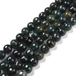 Moss Agate Natural Moss Agate Beads Strands, Faceted(128 Facets), Round, 10mm, Hole: 1.2mm, about 39pcs/strand, 15.16''(38.5cm)