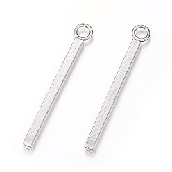 Stainless Steel Color 304 Stainless Steel Pendants, Rectangle/Bar, Stainless Steel Color, 18x1.5x1.5mm, Hole: 2mm