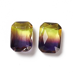 Light Topaz Faceted K9 Glass Rhinestone Cabochons, Pointed Back, Rectangle Octagon, Light Topaz, 13.5x9.5x5.5mm