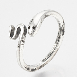 Plata Antigua Aleación anillos de dedo del manguito, serpiente, plata antigua, tamaño de 7, 17 mm