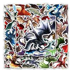 Mixed Color 50Pcs PVC Self Adhesive Cartoon Stickers, Waterproof Dragon Decals, for Suitcase, Skateboard, Refrigerator, Helmet, Mobile Phone Shell, Mixed Color, 55~85mm