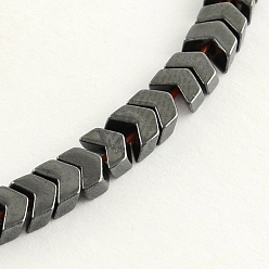 Noir Non-magnétiques brins de perles d'hématite synthétique, Style mat, flèche, noir, 5x6x2mm, Trou: 0.5mm, Environ 114 pcs/chapelet, 15.7 pouce