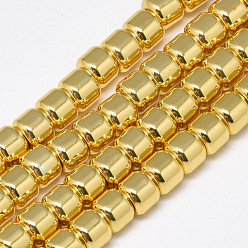 Golden Plated Electroplate Non-magnetic Synthetic Hematite Beads Strands, Column, Golden Plated, 6x5mm, Hole: 2.5mm, about 82pcs/strand, 15.7 inch